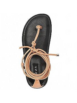 Aqua Women's Muse Strappy Ankle Tie Thong Sandals in Tan/Black (view 2)