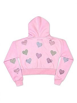 Iscream Girls Sparkling Hearts Cropped Zip Sweatshirt 14 Mo in Pink (view 1)