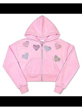 Iscream Girls Sparkling Hearts Cropped Zip Sweatshirt 14 Mo in Pink (view 2)