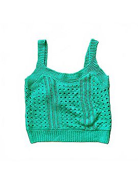 Vintage Havana Girl's Kid Knit Tank Top in Green (view 1)