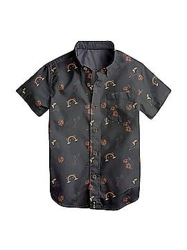 Tiny Whales Boy's Aloha Vibes Button Up Top 8 Mo in Black (view 1)