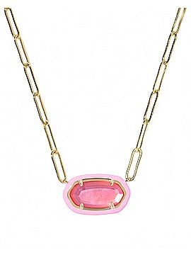 Kendra Scott Women's Elisa Enamel Frame Paperclip Necklace in Bright Pink Illusion (view 1)