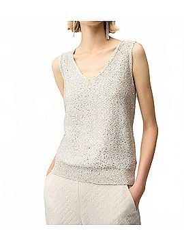 Joseph Ribkoff Sequins Yarn V-Neck Camisole in Moonstone (view 2)