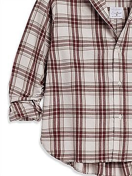 Frank & Eileen Women's Silvio Untuckable Button Up Shirt in Cream/Wine And Brown Plaid (view 2)