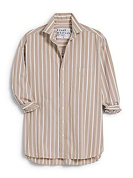 Frank & Eileen Women's Oversized Button Up Shirt in Multi Sand Stripe (view 2)