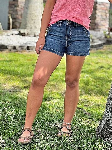 Judy Blue The Beka Denim Short in Dark Wash (view 2)
