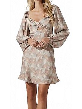 Astr Satin Twist Mini Dress in Taupe Mauve (view 2)