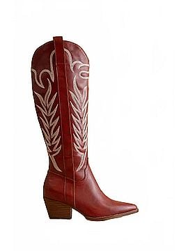 Oasis Society Women's Savannah Embroidered Western Boot in Red (view 1)