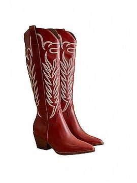 Oasis Society Women's Savannah Embroidered Western Boot in Red (view 2)