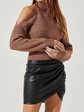 Astr Tori Cold Shoulder Sweater in Rust Multi (view 2)
