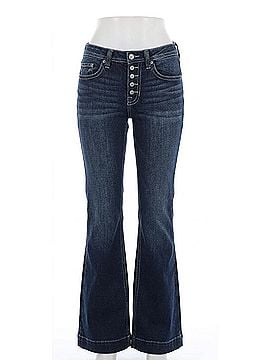 Rock & Roll Denim Women's High Rise Extra Stretch Button Fly Trouser Jeans in Blue (view 1)