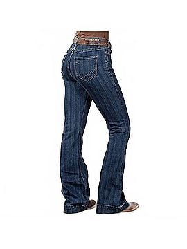 Rock & Roll Denim Women's Striped High Rise Trouser in Dark Blue (view 2)