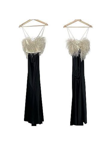 PatBO Feather Trim Slip Dress Cocktail Dress (view 2)