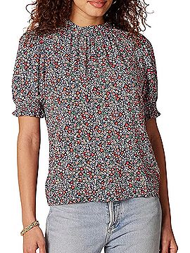 Amazon Essentials Fluid Twill Short Puff Sleeve Smock Detail Shirt Short Sleeve Blouse (view 1)