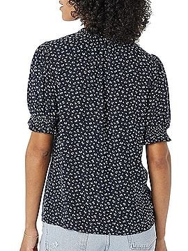Amazon Essentials Fluid Twill Short Puff Sleeve Smock Detail Shirt Short Sleeve Blouse (view 2)