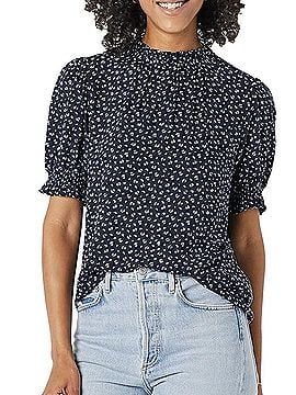 Amazon Essentials Fluid Twill Short Puff Sleeve Smock Detail Shirt Short Sleeve Blouse (view 1)