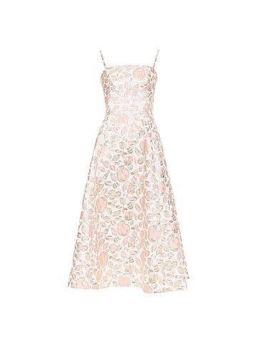 Kate Spade New York KATE SPADE metallic pink gold Rosebud brocade midi dress US4 M (view 1)