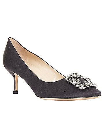 Manolo Blahnik Manolo Blahnik Hangisi satin crystal brooch buckle heeled pumps (view 1)