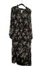 H&M 100% Polyester Floral Black Blue Green White Casual Dress Size L - photo 1