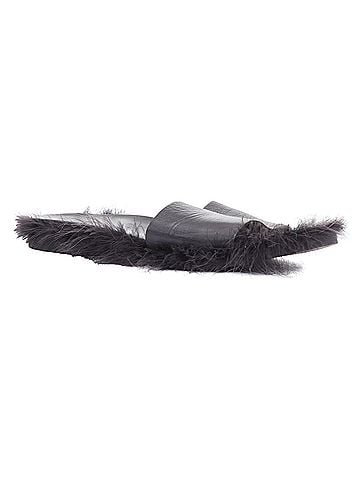 Simone Rocha Simone Rocha Feather Trimmed Leather Flat Slides Mules (view 2)