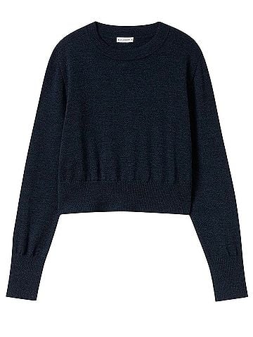 Silk Laundry Cropped Crewneck Wool Pullover Sweater (view 1)