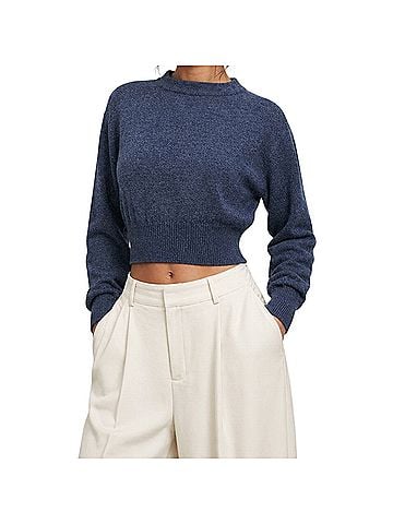 Silk Laundry Cropped Crewneck Wool Pullover Sweater (view 2)