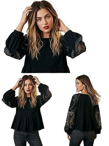 Free People Penny Peplum Long Sleeve T-Shirt (view 1)