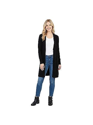 Dialogue Black Open-Front Long Cardigan &amp; matching T-shirt Cardigan (view 1)