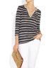 Tory Burch 100% Silk Stripes Blue Ivory Long Sleeve Silk Top Size M - photo 4