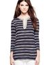 Tory Burch 100% Silk Stripes Blue Ivory Long Sleeve Silk Top Size M - photo 5