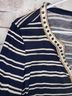 Tory Burch 100% Silk Stripes Blue Ivory Long Sleeve Silk Top Size M - photo 7