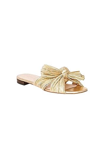 Loeffler Randall Daphne Gold Pleated Bow Slide Flats (view 2)
