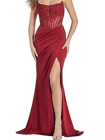 Windsor Shayla Strapless Corset Lace Formal Dress Cocktail Dress (view 2)