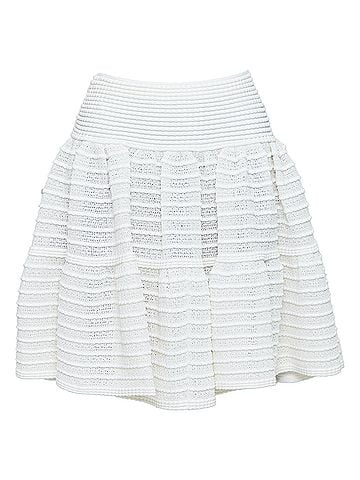 Alaïa ALAIA ivory viscose blend tiered horizontal knit fit flared skirt FR36 S (view 1)
