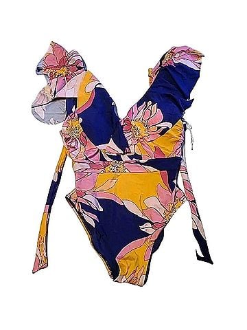 Trina Turk Breeze ruffle plunge one piece One Piece Swimsuit (view 1)
