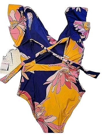 Trina Turk Breeze ruffle plunge one piece One Piece Swimsuit (view 2)