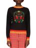 Anna Sui Black Red Green Yellow Pullover Sweater Size M - photo 1
