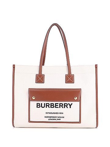Burberry Freya Shopping Tote Canvas with Leather Medium (view 1)