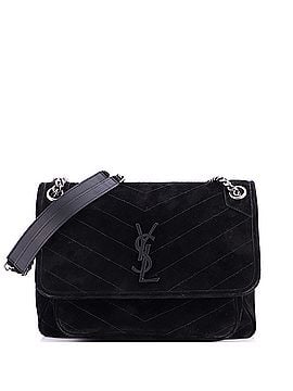Saint Laurent Niki Chain Flap Bag Matelasse Chevron Suede Medium (view 1)