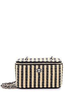 Chanel Classic Vanity Case with Chain Striped Raffia and Jute Small (view 1)