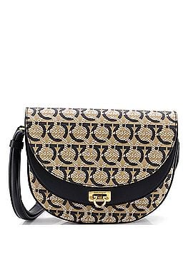 Salvatore Ferragamo Double Flap Saddle Crossbody Bag Gancini Coated Canvas (view 1)
