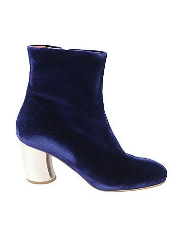 Proenza Schouler Proenza Schouler Silver Heel Ankle Boots in Blue Velvet (view 1)