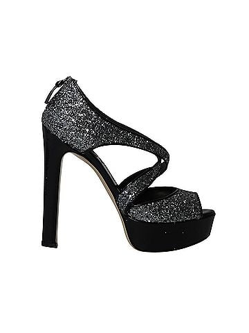 Miu Miu Miu Miu Platform Heels in Silver Glitter (view 1)