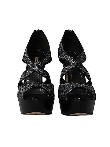 Miu Miu Miu Miu Platform Heels in Silver Glitter (view 2)