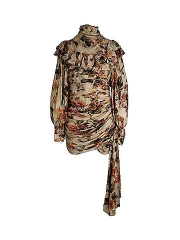 Zimmermann Zimmermann Resistance Ruffled Ruched Floral Mini Dress in Multicolor Silk (view 1)