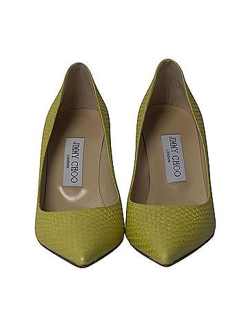 Jimmy Choo Jimmy Choo Agnes Pearlised Snakeskin Pumps in Yellow Leather (view 2)