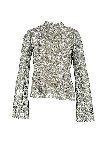 Erdem Erdem Guipure Lace Blouse in Green Cotton (view 1)