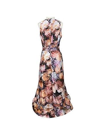 Kay Unger Floral Belted Gown Cocktail Dress (view 2)