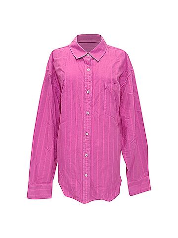 Alexander Wang Alexander Wang Frayed-Edge Boyfriend Shirt in Pink Cotton (view 1)