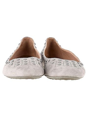 Tod's Tod's Studded Ballet Flats in Grey Suede (view 2)
